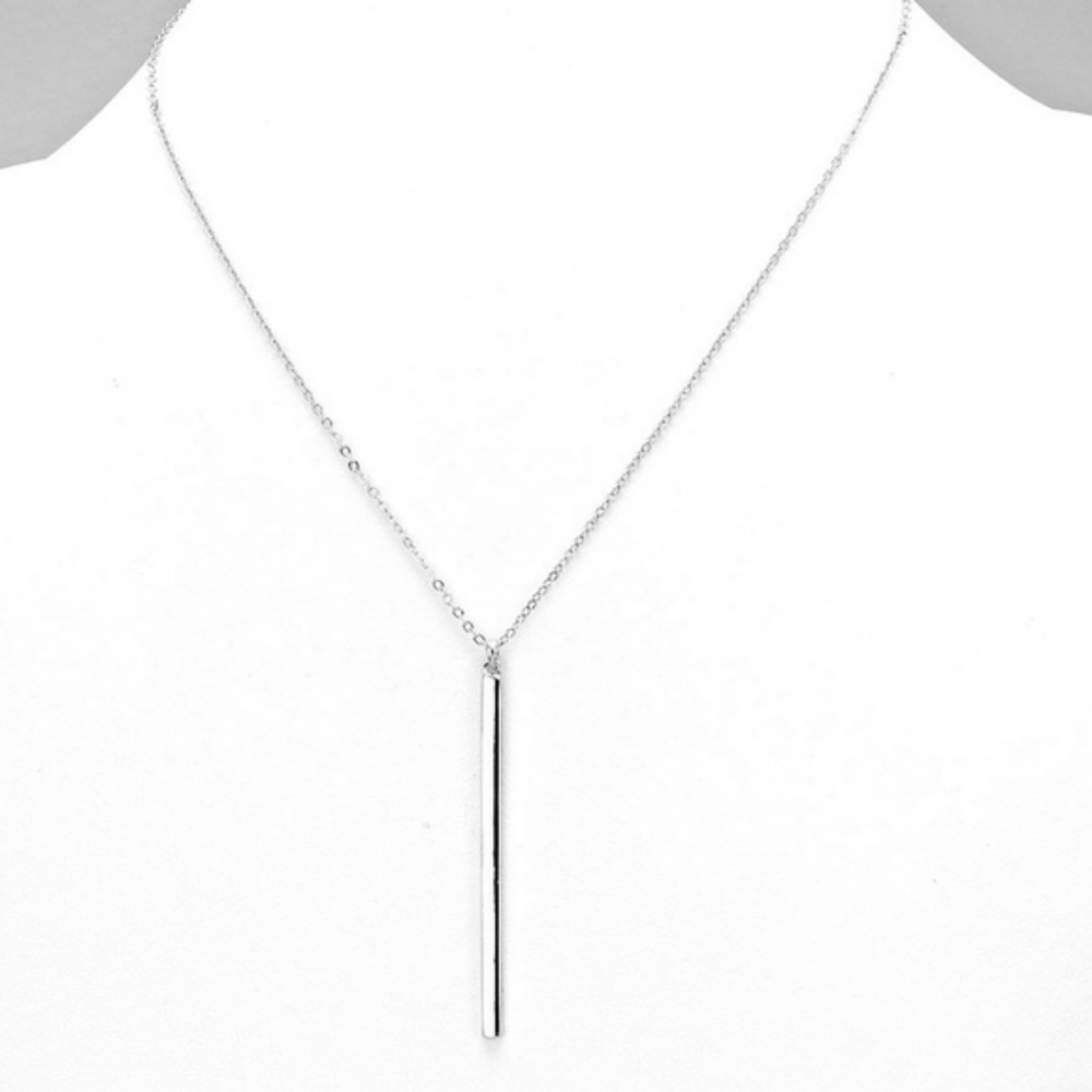Dainty Silver Vertical Bar Necklace